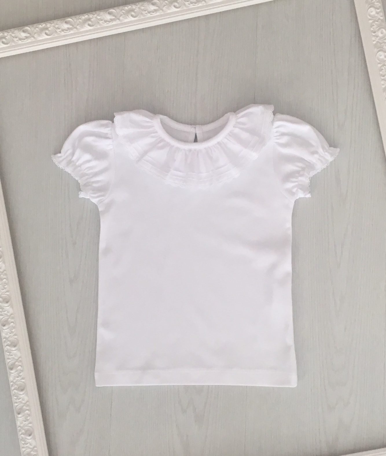 Verwonderlijk T-shirt met kanten kraag – Wit – Rhodé SL-32
