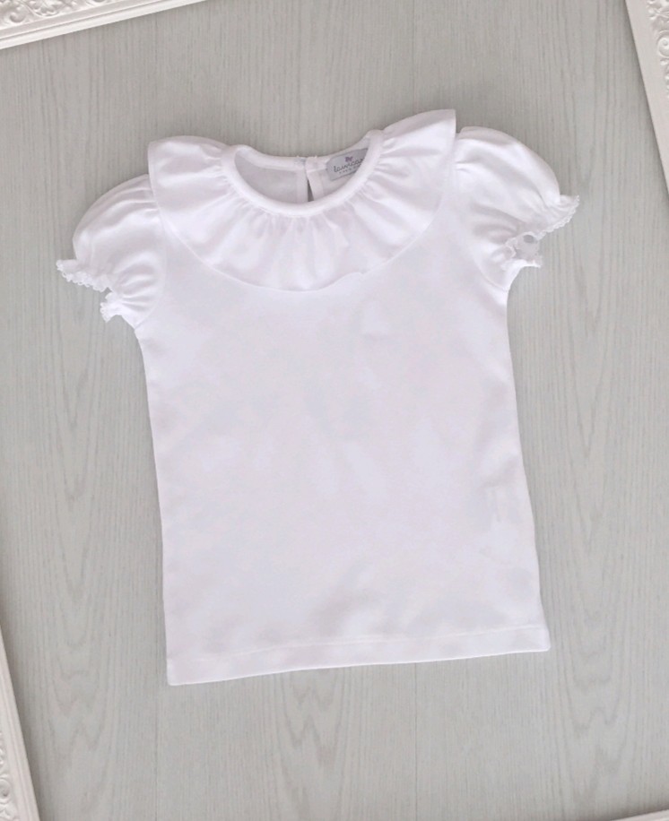 Beste T-shirt met grote ronde kraag – Wit – Rhodé ME-33
